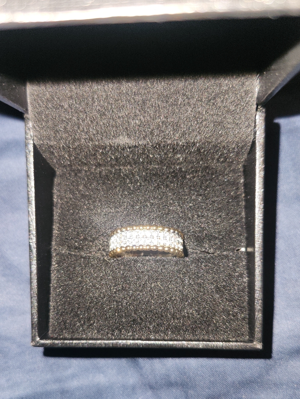 Gold Pavé Crystal Band Ring in White and Gold